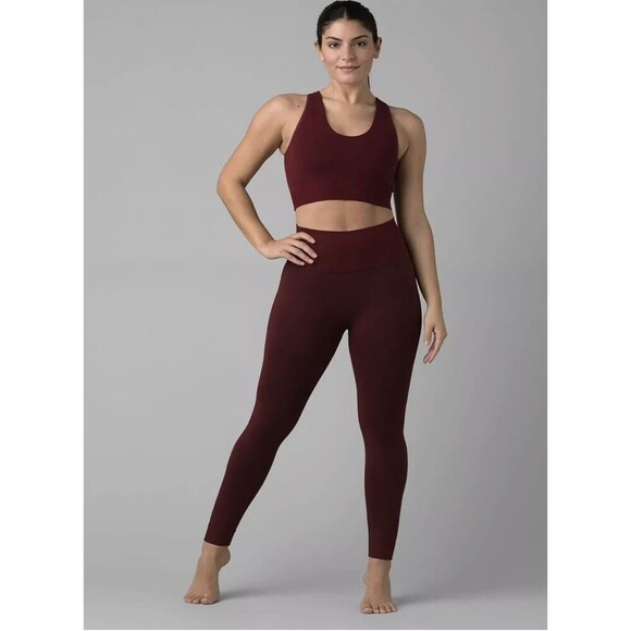 prAna Pants - Prana Sopra Seamless Leggings Size Small Maroon Red Yoga Athletic Comfort